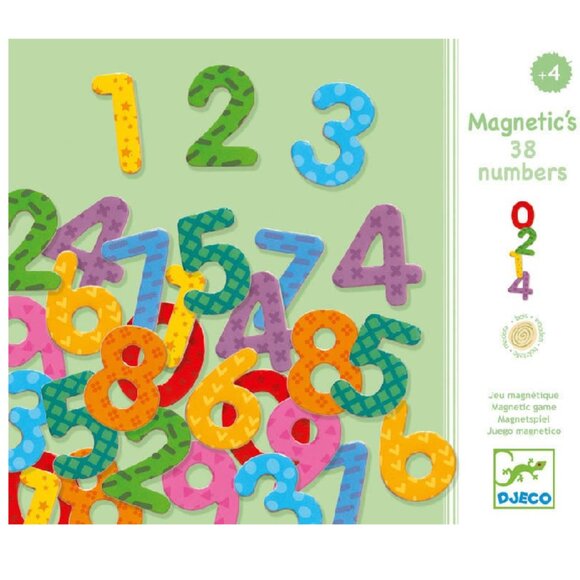 🌟 New Sealed WOODEN  Djeco 🧲Magnetic Numbers – 38 pcs  Ages 4+ 🎨 - Picture 1 of 10